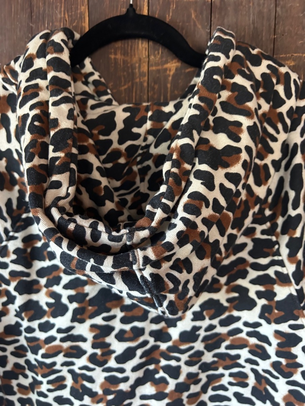 Leopard Print Hooded Sweatshirt - Brown/Black - Picture 7 of 9
